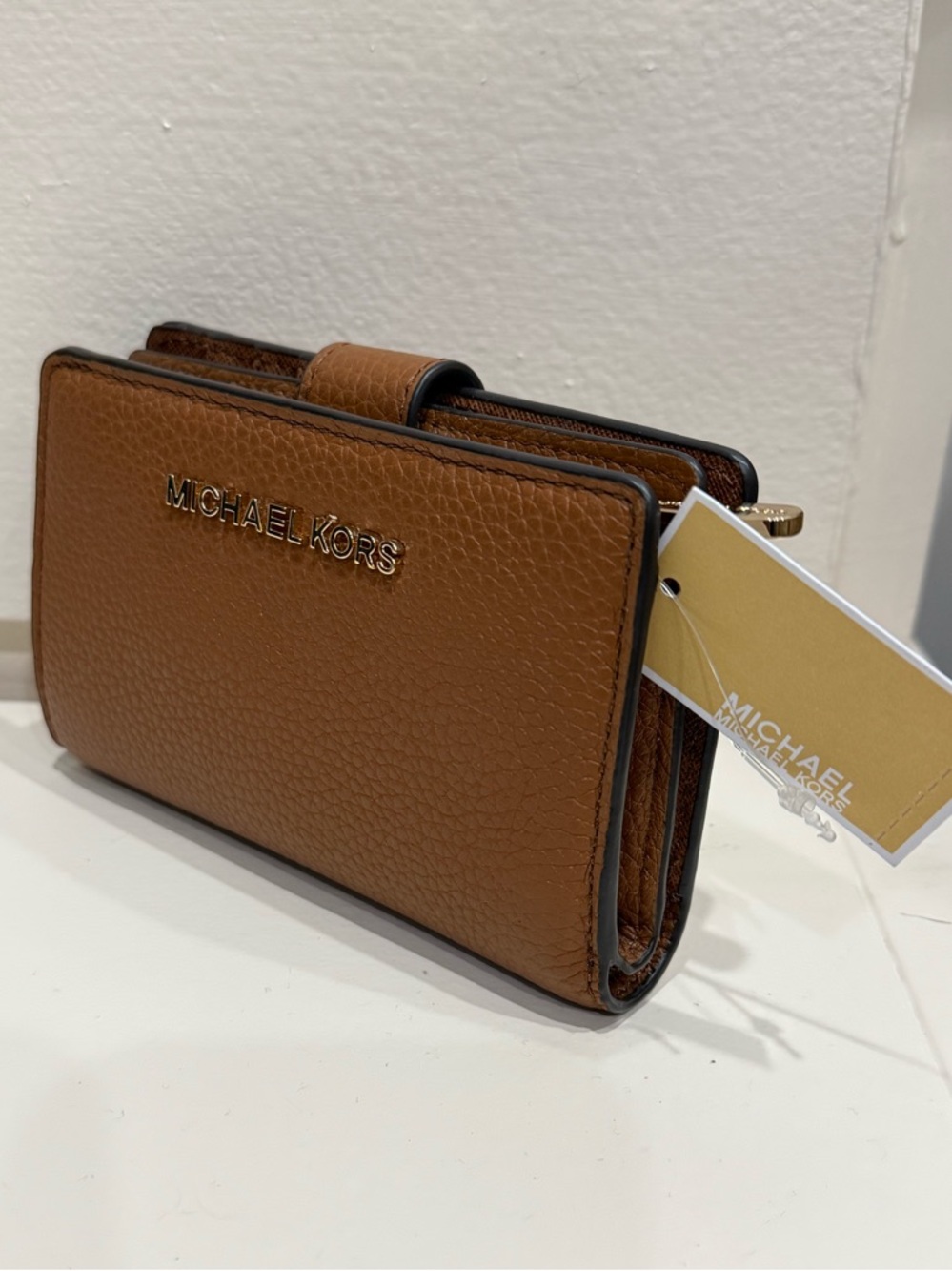 Michael Kors Brown Leather Compact Wallet with Gold Hardware - Picture 8 of 8